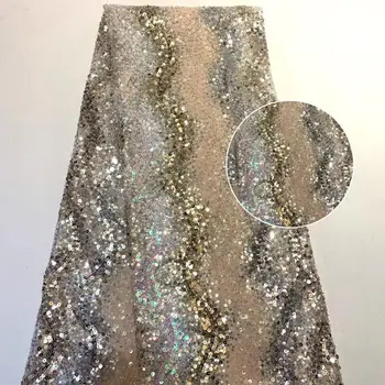 Exquisite colorful wave pattern sequin embroidery African lace fabric fashion dress design fabric
Exquisite colorful wave pattern sequin embroidery African lace fabric fashion dress design fabric