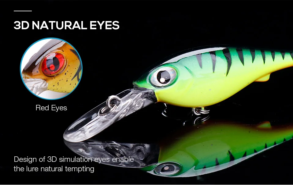 TREHOOK 7.4cm 4g Floating Wobblers Black Minnow Fishing Lure Crankbait Artificial Lures Hard Bait Fishing Products Tackle Lures 011