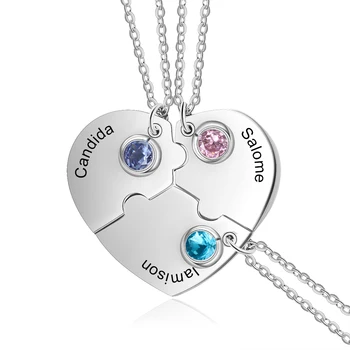 Personalized Heart Matching Puzzle Piece Necklaces with Birthstone Stainless Steel Engraved Name BBF Friendship Necklace for 3
Personalized Heart Matching Puzzle Piece Necklaces with Birthstone Stainless Steel Engraved Name BBF Friendship Necklace for 3