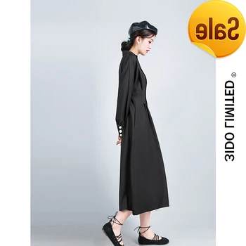 black waist Korean high suit collar dress long sleeve split medium long women's spring autumn
black waist Korean high suit collar dress long sleeve split medium long women's spring autumn