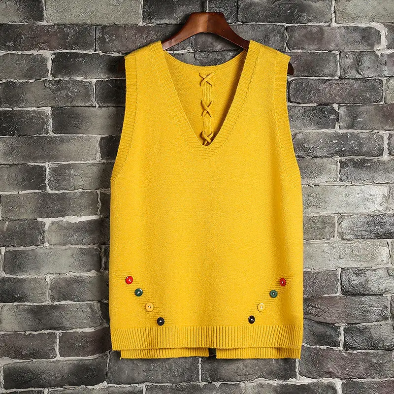 Sweater Vest Women's knitted pullover spring and autumn loose new all-match college style sleeveless waistcoat wool vest
Sweater Vest Women's knitted pullover spring and autumn loose new all-match college style sleeveless waistcoat wool vest