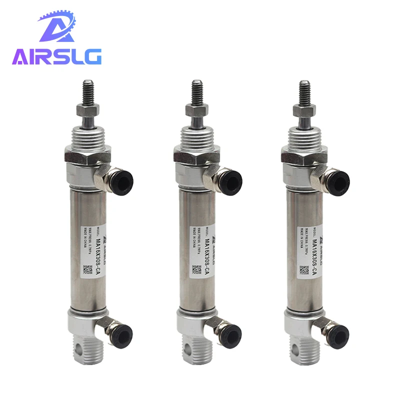 

AIRTAC type Pneumatic Stainless Air Cylinder Bore 20mm 10-300mm stroke Double Action Mini Round Cylinders MA20x100S-CA-U-CM