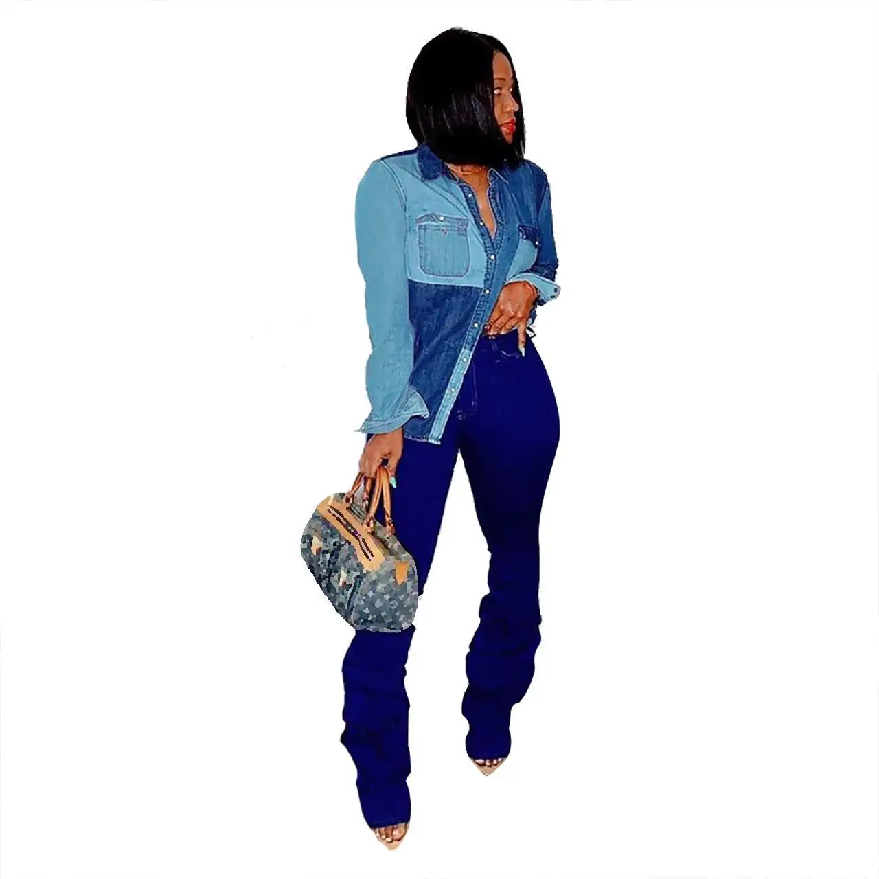 Autumn Button Solid Cotton Denim Shirt Turn-Down Collar Women Thin Pockets Casual Long Sleeve Patchwork Color Jeans Blouse
Autumn Button Solid Cotton Denim Shirt Turn-Down Collar Women Thin Pockets Casual Long Sleeve Patchwork Color Jeans Blouse