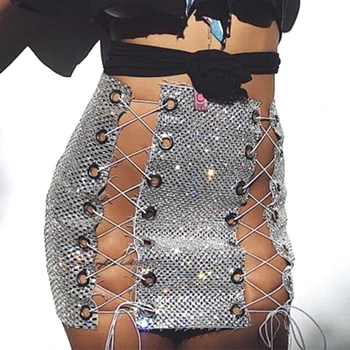 OUSHANG Hot Glitter Diamond Crystal Bandage women's Mini SkirtNightclub Criss Cross Bandage Bling Metal Mini Skirt Summer 2020
OUSHANG Hot Glitter Diamond Crystal Bandage women's Mini SkirtNightclub Criss Cross Bandage Bling Metal Mini Skirt Summer 2020