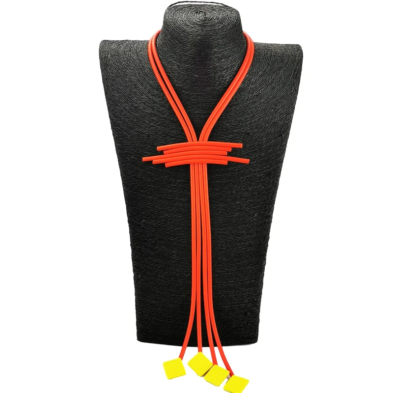 UKEBAY NEW Orange Pendant Necklaces Suqare Wood Necklace Women Long Sweater Chain 4 Color Handmade Rubber Jewelry Gift Wholesale UKEBAY NEW Orange Pendant Necklaces Suqare Wood Necklace Women Long Sweater Chain 4 Color Handmade Rubber Jewelry Gift Wholesale
