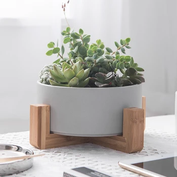 Ceramic Flower Pot Basin Succulents Planters White Round Matte Medieval Gardening Flower Pot With Wooden Frame For Home Garden
Ceramic Flower Pot Basin Succulents Planters White Round Matte Medieval Gardening Flower Pot With Wooden Frame For Home Garden
