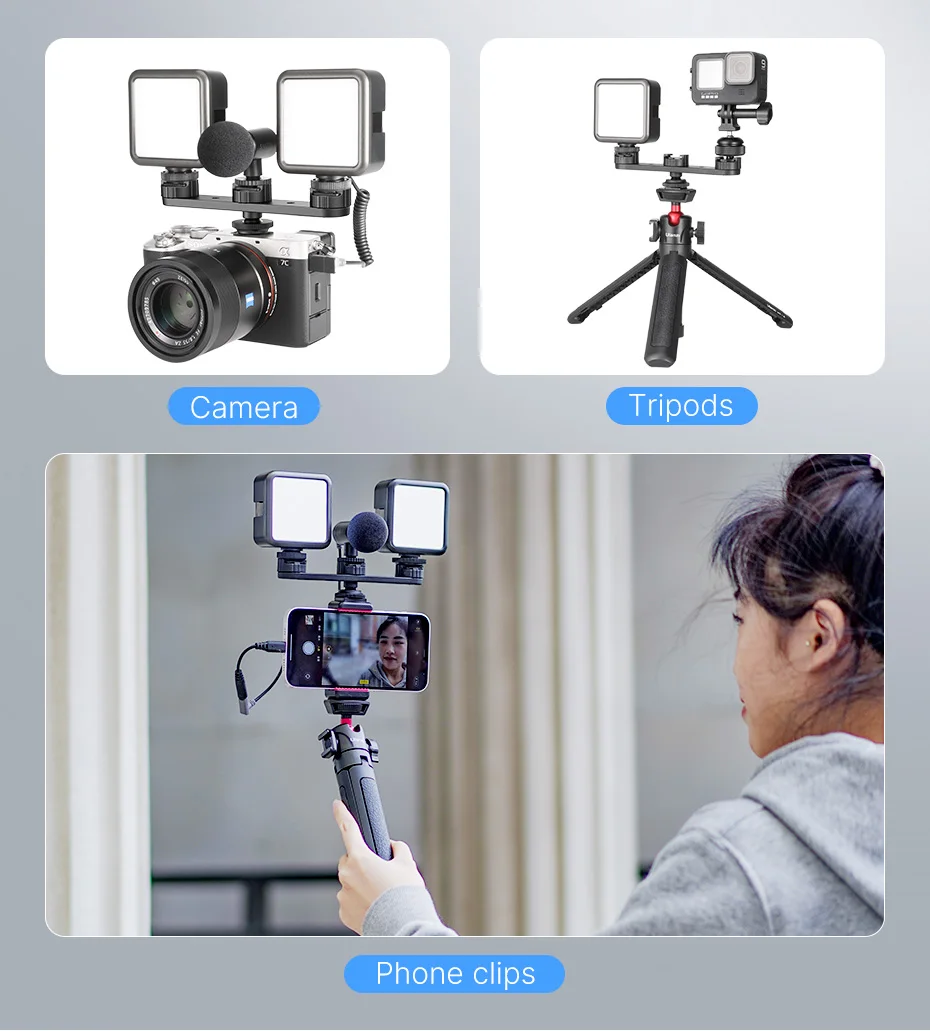 Ulanzi PT-23 Extended Bracket Triple Cold Shoe Mount Holder DSLR SLR Camera Monitor Mount Smartphone Vlog Video Light Bracket Ulanzi PT-23 Extended Bracket Triple Cold Shoe Mount Holder DSLR SLR Camera Monitor Mount Smartphone Vlog Video Light Bracket