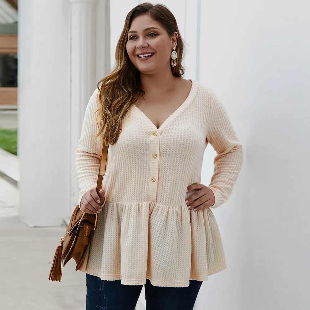 2019 Autumn Winter Blouse Women V Neck Long Sleeve Buttons Front Ruffles Long Blouse Shirt Plus Size Knit Ladies Tunic Tops
2019 Autumn Winter Blouse Women V Neck Long Sleeve Buttons Front Ruffles Long Blouse Shirt Plus Size Knit Ladies Tunic Tops
