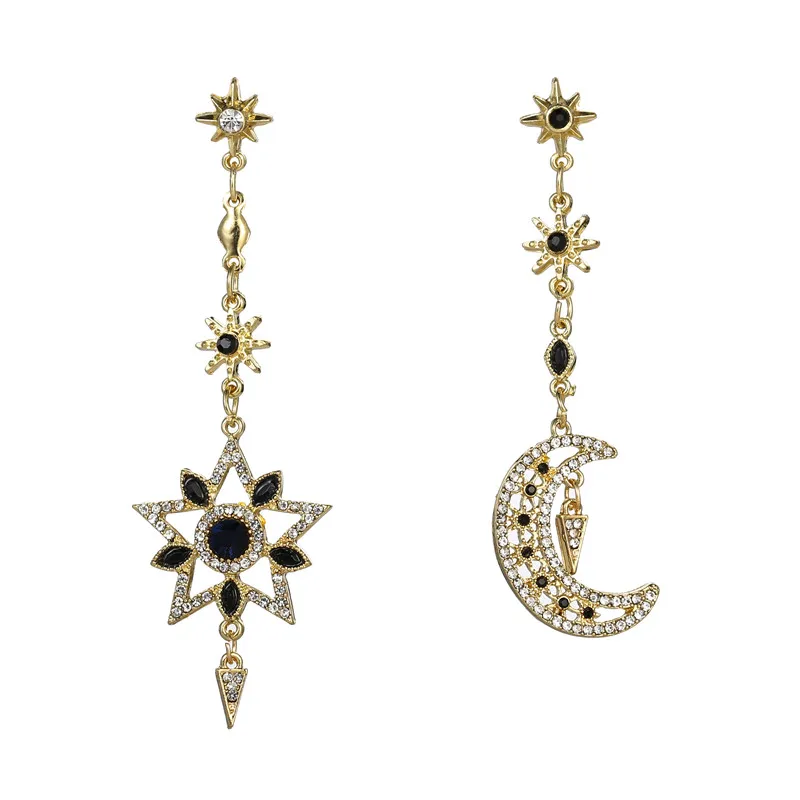 Newest Shiny Crystal Star Moon Dangle Earrings Boho Turkish Charming Drop for Women 2019 Fashion Jewelry Brincos | Украшения и