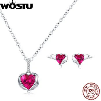 WOSTU Authentic 925 Sterling Silver Red Love Heart Stud Earrings & Necklace Jewelry Sets For Women Fashion Jewelry XCS146
WOSTU Authentic 925 Sterling Silver Red Love Heart Stud Earrings & Necklace Jewelry Sets For Women Fashion Jewelry XCS146