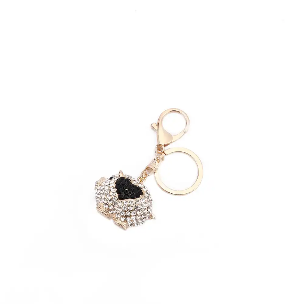 cute crystal heart pig pendant key chain charm rhinestone tassel