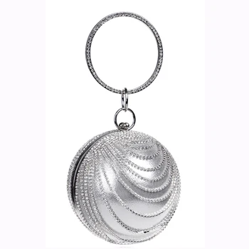 Ladies' Diamond Evening Cute Circle Handbag Design with Ring Handle Tassel Purse Shoulder Strap Bags for Wedding Party 2020 New 
Ladies' Diamond Evening Cute Circle Handbag Design with Ring Handle Tassel Purse Shoulder Strap Bags for Wedding Party 2020 New