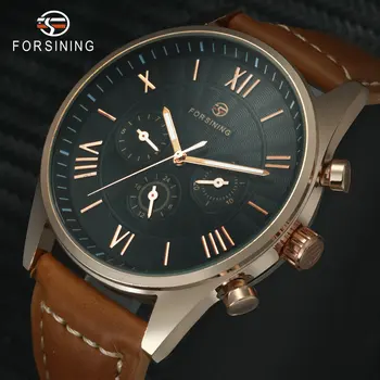 FORSINING Men Watches Top Brand Luxury Auto Mechanical Watch 3 Time Zone Roman Numerals Brown Leather Strap relogio masculino
FORSINING Men Watches Top Brand Luxury Auto Mechanical Watch 3 Time Zone Roman Numerals Brown Leather Strap relogio masculino