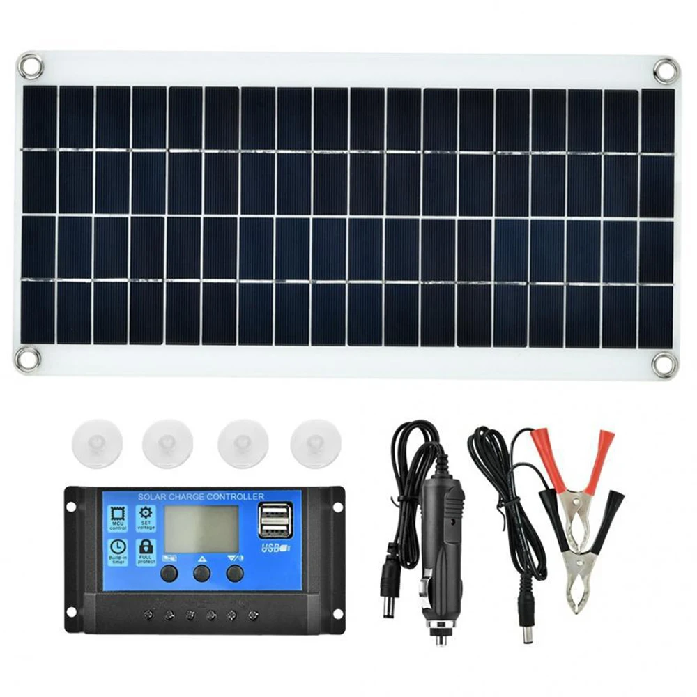 

20W Polycrystalline Flexible Solar Panel Battery Charger Kit with 10A Controller Double USB Port for Mobile Phone Charging