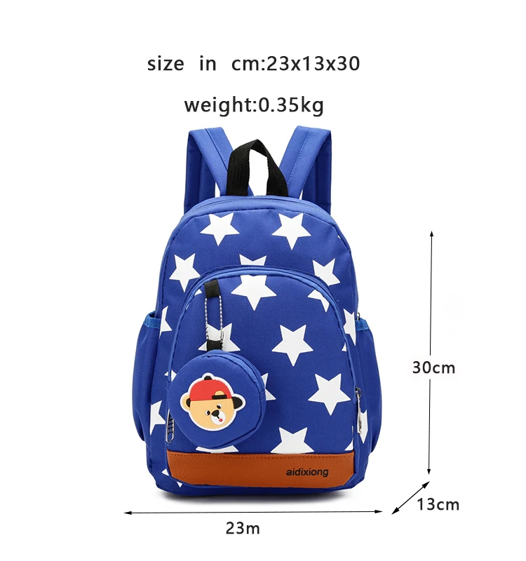 Durable Canvas Primary School Bag Stars Pattern Pink Navy Large Capacity Backpack Kids School Bags