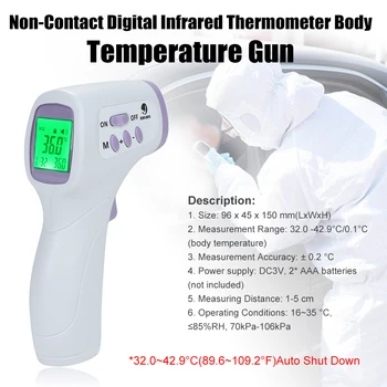 Handheld Non-Contact Body Thermometer Forehead Digital Infrared Thermometer Portable Non-contact For Baby And Adult 32.0~42.9°C
Handheld Non-Contact Body Thermometer Forehead Digital Infrared Thermometer Portable Non-contact For Baby And Adult 32.0~42.9°C