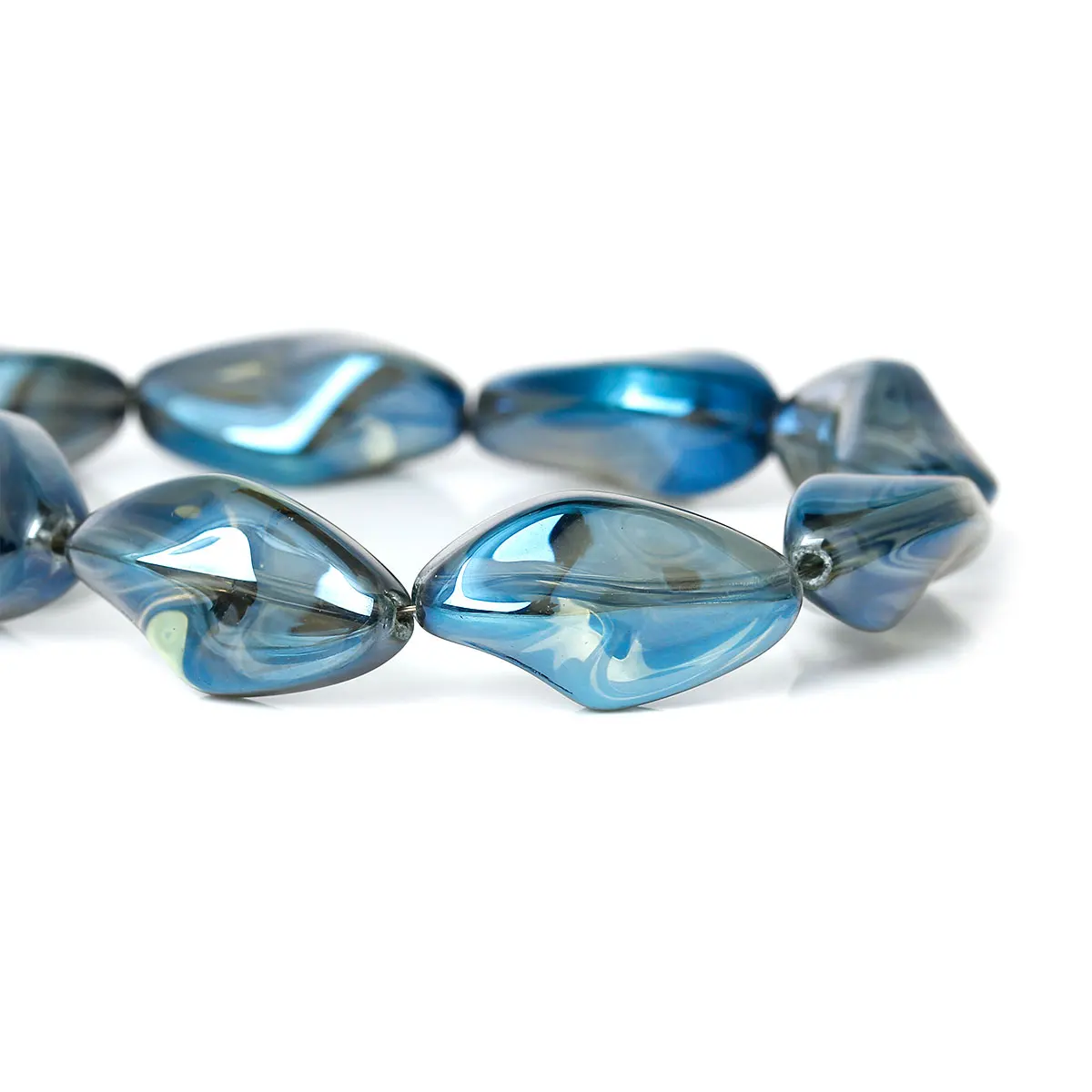 

DoreenBeads Glass Loose Beads Irregular Blue Transparent About 23mm( 7/8") x 13mm( 4/8"),Hole: Approx 1.2mm,2 PCs