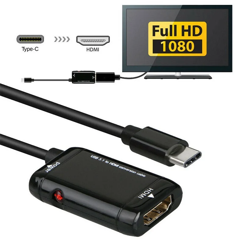 USB 3.1 Type C to HDMI Conversion Adapter 1080P USB C to HDMI Cable For MHL Male To Female HDMI Converter For MHL Mobile phones
USB 3.1 Type C to HDMI Conversion Adapter 1080P USB C to HDMI Cable For MHL Male To Female HDMI Converter For MHL Mobile phones