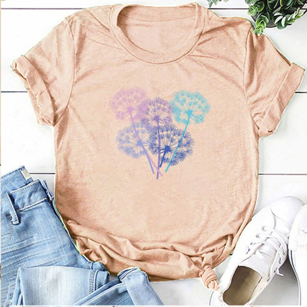 Color Dandelion Print Funny Women T-shirt Free Shipping JKP4746