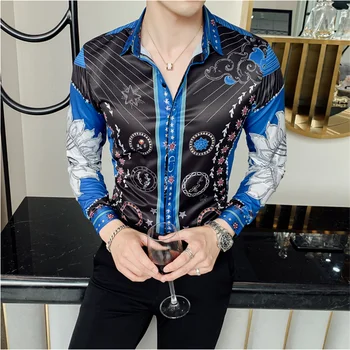 Royal blue Printed Shirt Long Sleeve 2019 Fashion Brand Men's Casual Shirt Chemise Homme Men's Club Formal Tuxedo Shirt M-4XL
Royal blue Printed Shirt Long Sleeve 2019 Fashion Brand Men's Casual Shirt Chemise Homme Men's Club Formal Tuxedo Shirt M-4XL