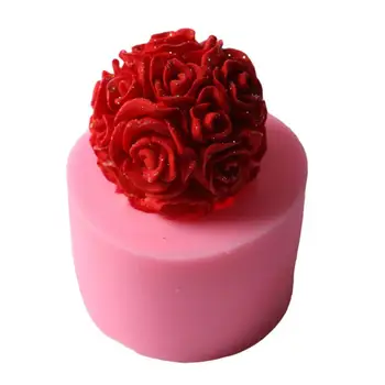 

3D Rose Mould Big Bouquet Rose Silicone Fondant Cake Mould Handmade Soap Mould Baking Decoration Mould Random Color Safe Non-tox