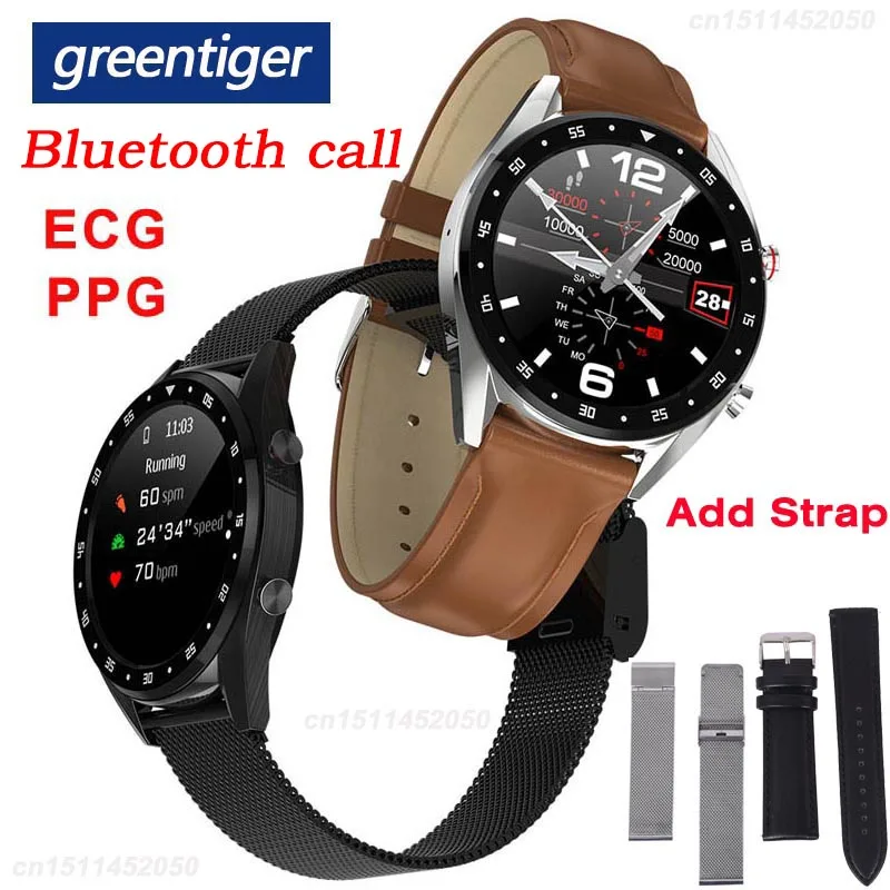 Greentiger L7 Смарт часы с Bluetooth вызовом для мужчин ЭКГ PPG монитор сердечного ритма