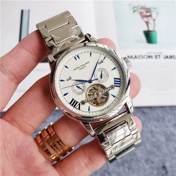 Patek- Philippe- New Automatic Mechanical Men Watch Silver Blue Stainless Steel Transparent Sapphire Glass AAA Glide Watches 355
Patek- Philippe- New Automatic Mechanical Men Watch Silver Blue Stainless Steel Transparent Sapphire Glass AAA Glide Watches 355