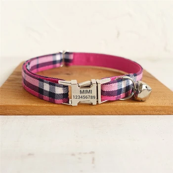 Designer Cat Collar Personalized ID Pet Collar for Cats and Small Dogs Adjustable Classical Grid Kitten Collar with Bell Safety
Designer Cat Collar Personalized ID Pet Collar for Cats and Small Dogs Adjustable Classical Grid Kitten Collar with Bell Safety
