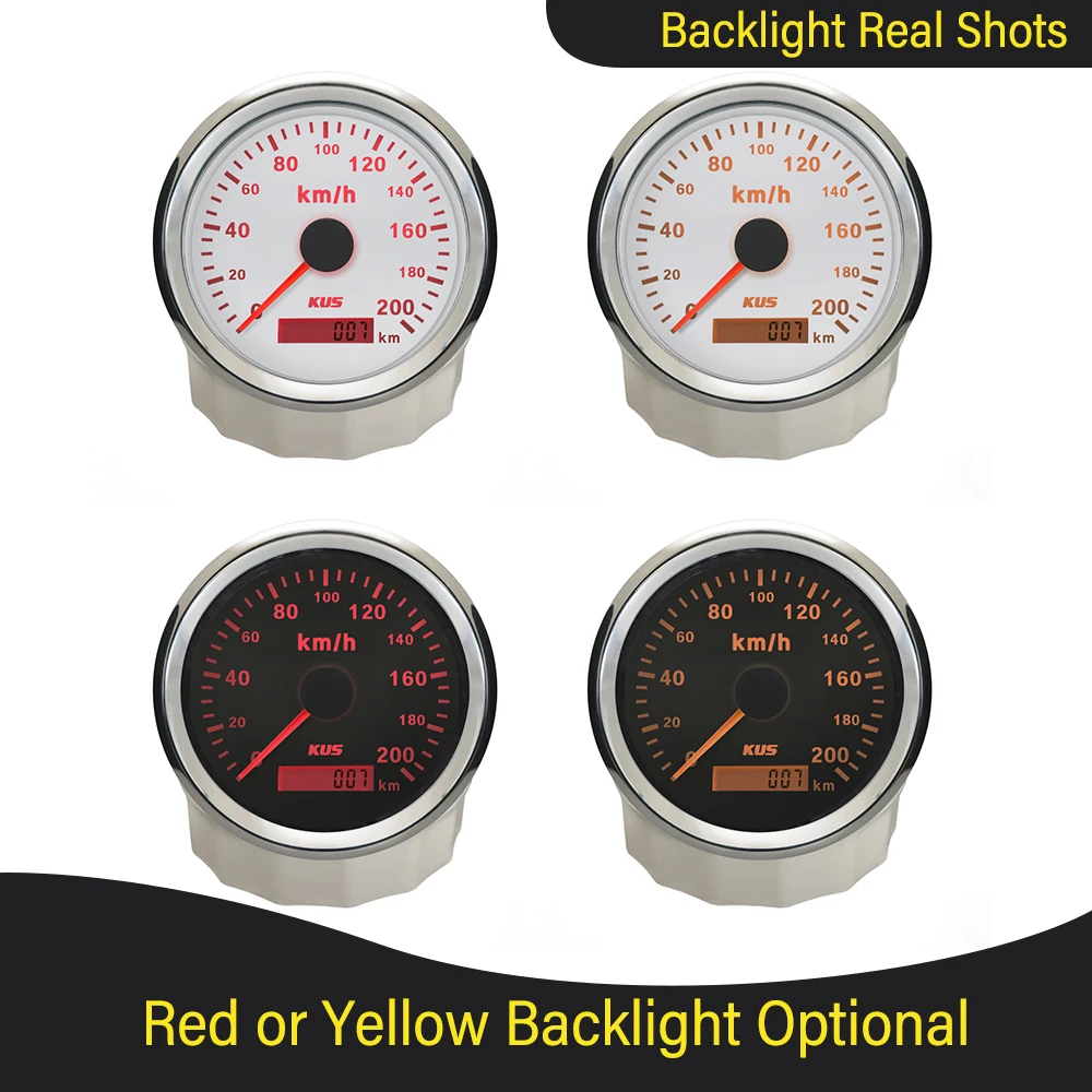 KUS 85mm Car Motorcycle Universal GPS Speedometer 0-120km/h 0-200km/h with GPS Antenna Red Yellow Backlight Available 
KUS 85mm Car Motorcycle Universal GPS Speedometer 0-120km/h 0-200km/h with GPS Antenna Red Yellow Backlight Available