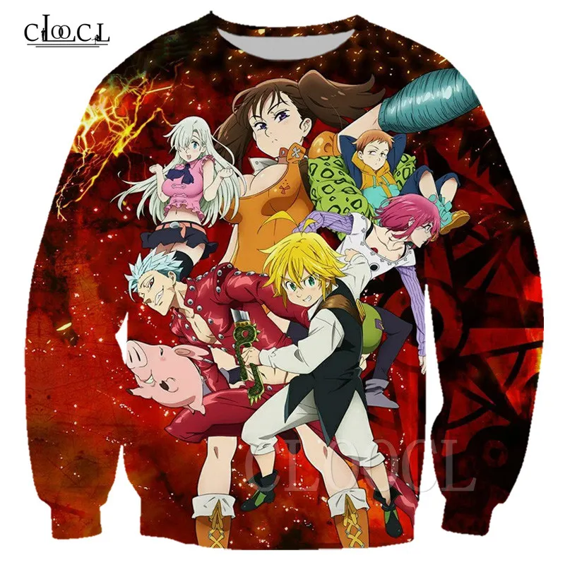 Толстовка Meliodas Мужская/женская с объемным принтом семи смертных грехов Модный