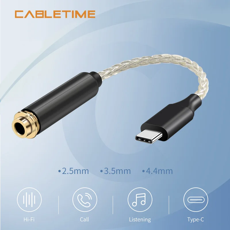 Кабель CABLETIME для наушников медный USB Type C 2 5/3 5/4 4 мм|Аксессуары наушников| |
