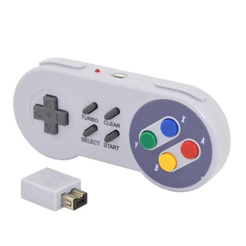 Wireless Button Style Controller Gamepad for SNES mini console with turbo and clear function
Wireless Button Style Controller Gamepad for SNES mini console with turbo and clear function