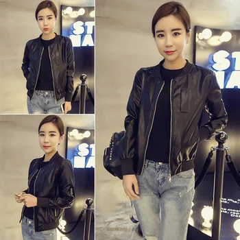 Women Leather Jacket Zip Round Neck Long Sleeve Thin Casual Leather Short Jackets Female Student New Korean Fashion O Neck
Women Leather Jacket Zip Round Neck Long Sleeve Thin Casual Leather Short Jackets Female Student New Korean Fashion O Neck