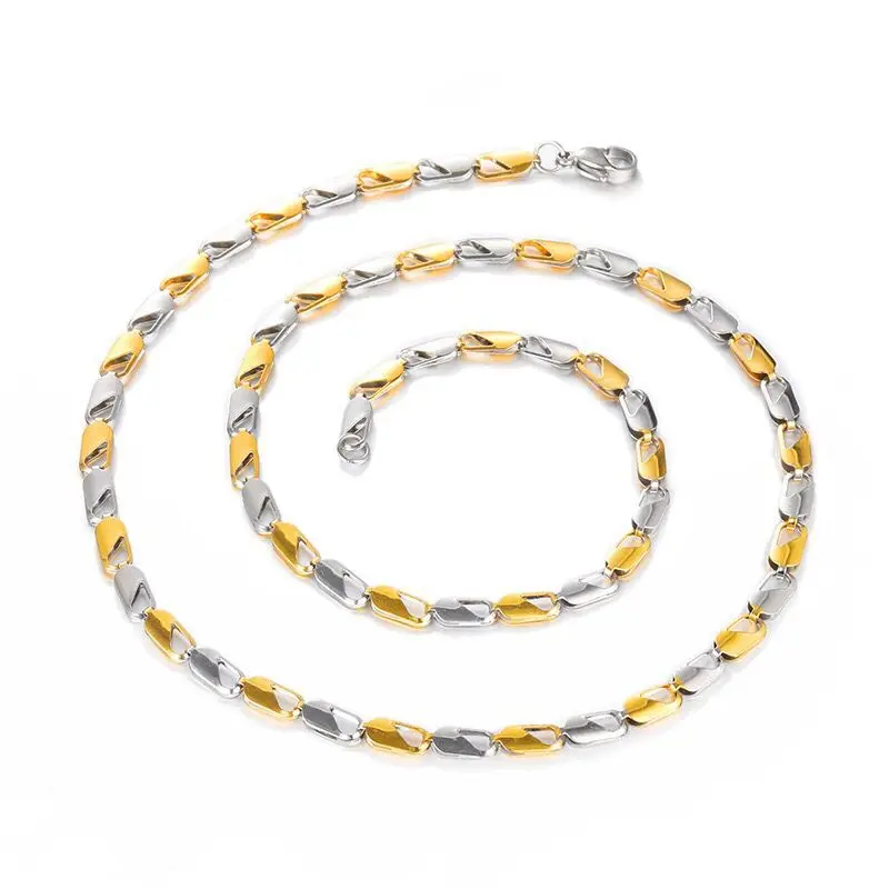 Wholesale Jewelry -- (55cm x 4 mm) Stainless steel Mix Gold Color Buckle Necklaces for Men Fashion Jewlery No Fade
Wholesale Jewelry -- (55cm x 4 mm) Stainless steel Mix Gold Color Buckle Necklaces for Men Fashion Jewlery No Fade
