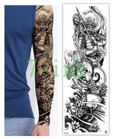 Waterproof Tattoos Sticker Full Arm Monster Grab Demon Warrior Lotus Tattoo Water Transfer Flash Tatoo Fake Tatto for Men Women | Красота и