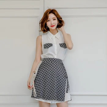 2 Pieces Set White Shirts Dress Sleeveless Long Tops Blouses Black Belt Mini Skirt Sexy Party Office Ladies Womens Dress Suits
2 Pieces Set White Shirts Dress Sleeveless Long Tops Blouses Black Belt Mini Skirt Sexy Party Office Ladies Womens Dress Suits