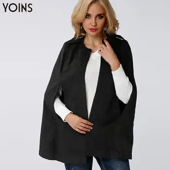 

YOINS 2020 Spring Autumn Winter Women Cape Collarless Armholes Long Sleeves Work Casual Overcoat Oversized Cardigan Coats Solid