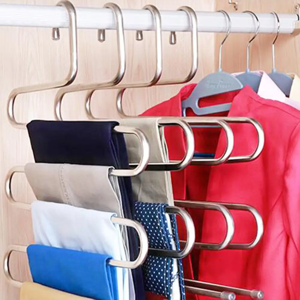 5 layers S Shape Clothes Hanger Multi-function Pants Trousers Clothing Hanging Rack Hook Closet Holder Organizer
5 layers S Shape Clothes Hanger Multi-function Pants Trousers Clothing Hanging Rack Hook Closet Holder Organizer