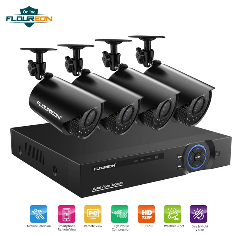 Floureon Surveillance System DVR Kit CCTV Camera 5 in 1 DVR + 4pcs 720P HD Cameras Motion Detection Night Vision CCTV Camera Set
Floureon Surveillance System DVR Kit CCTV Camera 5 in 1 DVR + 4pcs 720P HD Cameras Motion Detection Night Vision CCTV Camera Set