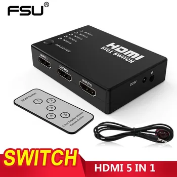 FSU 5 Input 1 Output HDMI HUB 5 Ports 1080P Video HDMI Switch Switcher HDMI Splitter with IR Remote Splitter Box for HDTV DVD
FSU 5 Input 1 Output HDMI HUB 5 Ports 1080P Video HDMI Switch Switcher HDMI Splitter with IR Remote Splitter Box for HDTV DVD