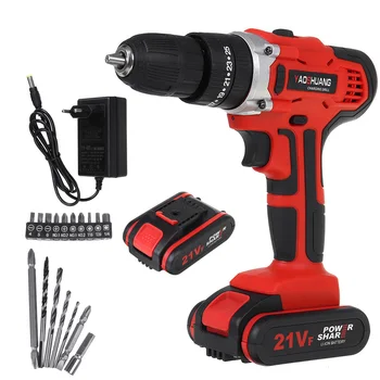 21V Cordless Drill Impact Electrical Screwdriver LED Rechargeable Electric Hand Power Tools with 2x2000mah Battery Drill Bits
21V Cordless Drill Impact Electrical Screwdriver LED Rechargeable Electric Hand Power Tools with 2x2000mah Battery Drill Bits