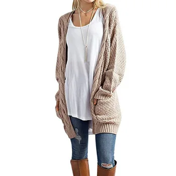 New Women Sweater Cardigans Long Sleeve Pockets Solid Knitted Long Cardigan Autumn Winter Sweaters Open Stich Female
New Women Sweater Cardigans Long Sleeve Pockets Solid Knitted Long Cardigan Autumn Winter Sweaters Open Stich Female