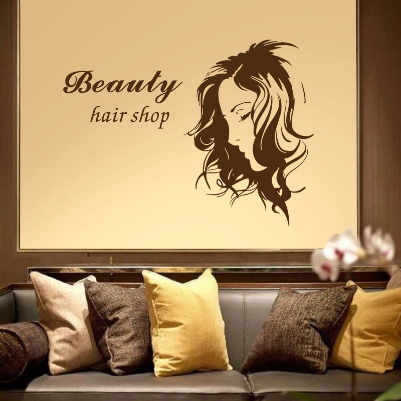 Hair Salon Sticker Beauty Scissors Decal Haircut Name Posters Vinyl Wall Art Decals Decor Decoration Mural Salon Sticker M0036