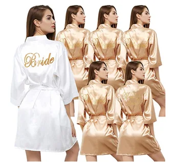 White Bride Bridesmaid Robe Glitter Gold Letters Womens Wedding Kimono Sleepshirts Pajamas Nightgown Bath Gown Sleep Sleepwear
White Bride Bridesmaid Robe Glitter Gold Letters Womens Wedding Kimono Sleepshirts Pajamas Nightgown Bath Gown Sleep Sleepwear