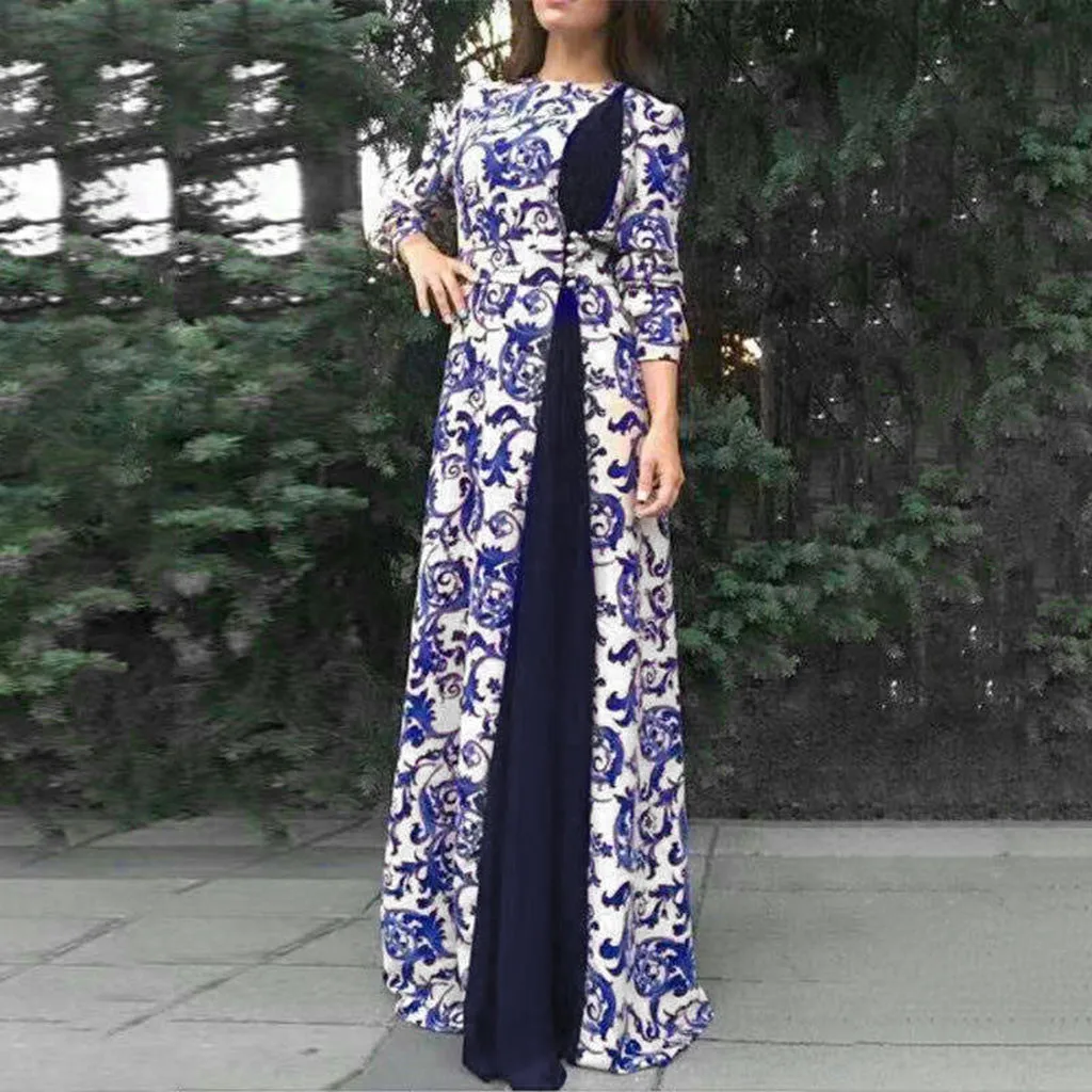Длинное трикотажное платье Abaya для женщин свободное кимоно с длинными рукавами и