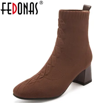 FEDONAS Knit Style Women Autumn Winter Ankle Boots Stretch Slim Short Boots High Heels Party Casual Square Toe Shoes Woman
FEDONAS Knit Style Women Autumn Winter Ankle Boots Stretch Slim Short Boots High Heels Party Casual Square Toe Shoes Woman
