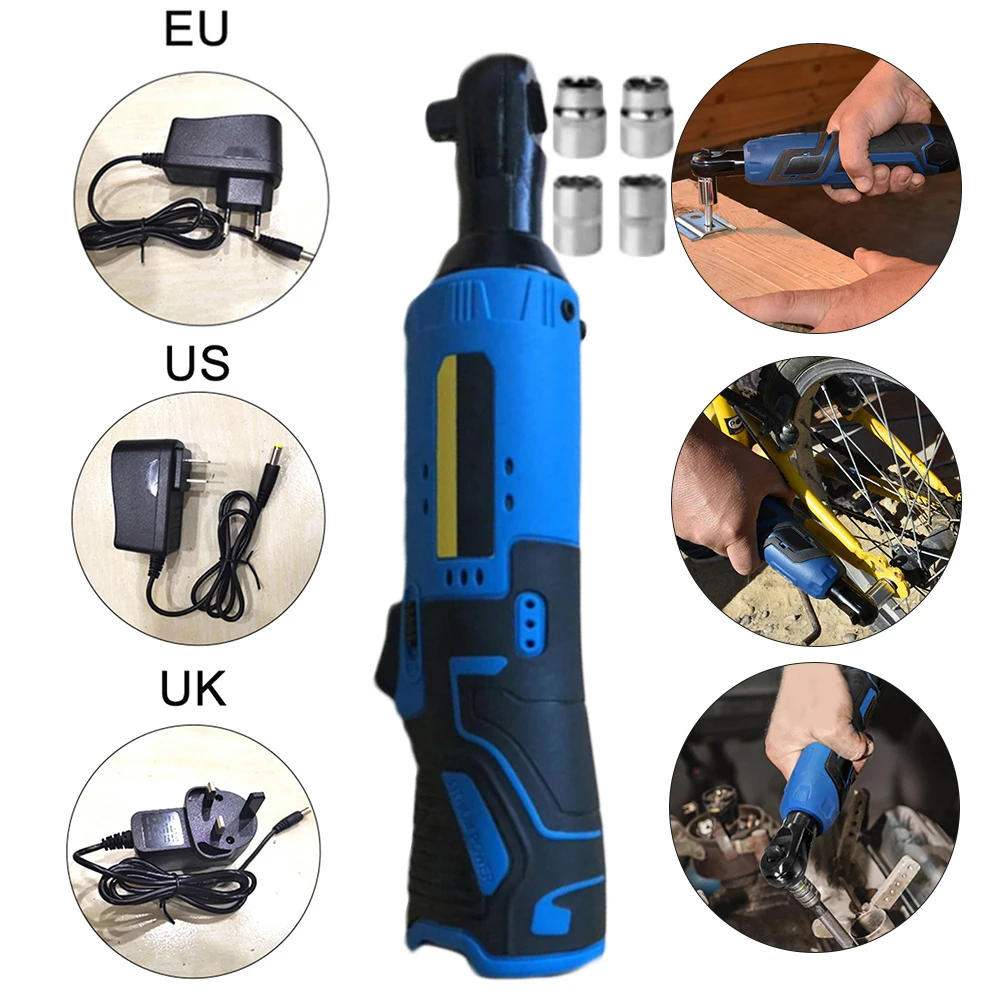 Wireless Electric Ratchet Wrench US EU UK Plug Angle Drill Screwdriver Bits Socket Rechargeable Battery Power Tools
Wireless Electric Ratchet Wrench US EU UK Plug Angle Drill Screwdriver Bits Socket Rechargeable Battery Power Tools
