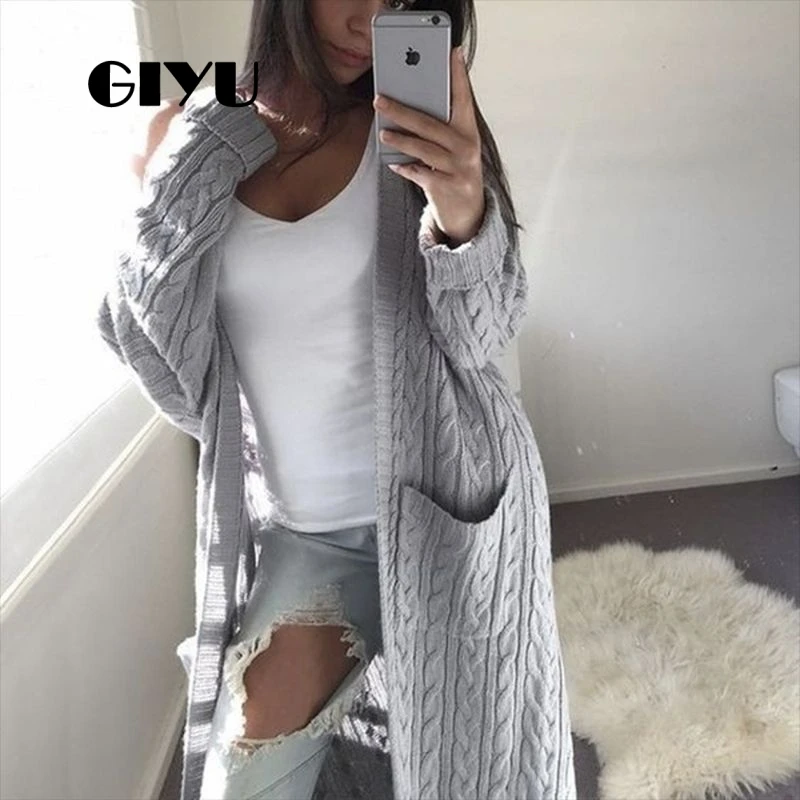 GIYU Loose Cardigans Pockets Sweater Long Sleeve Autumn Winter Knitted Twist Jumpers Solid Casual sueter mujer invierno 2019
GIYU Loose Cardigans Pockets Sweater Long Sleeve Autumn Winter Knitted Twist Jumpers Solid Casual sueter mujer invierno 2019