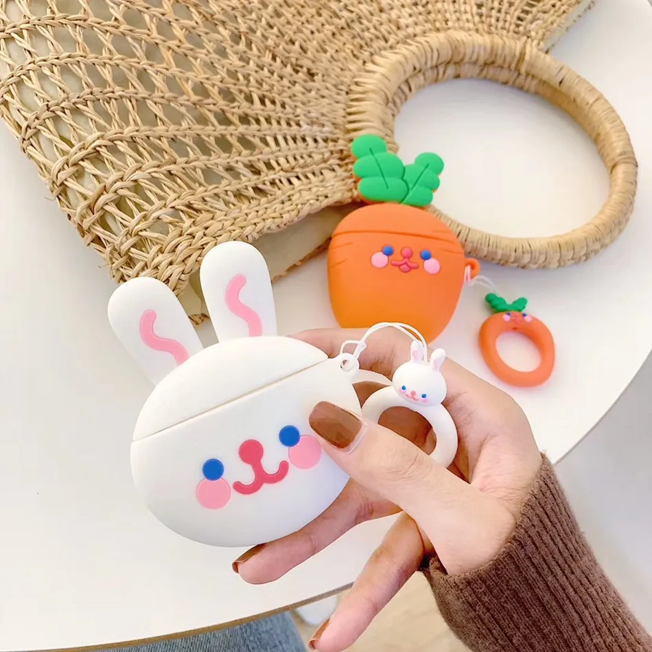 For AirPods Case Cute Rabbit Radish Expression Earphone Case For Apple Airpods 2 Funny Protect Cover with Finger Ring Strap
For AirPods Case Cute Rabbit Radish Expression Earphone Case For Apple Airpods 2 Funny Protect Cover with Finger Ring Strap