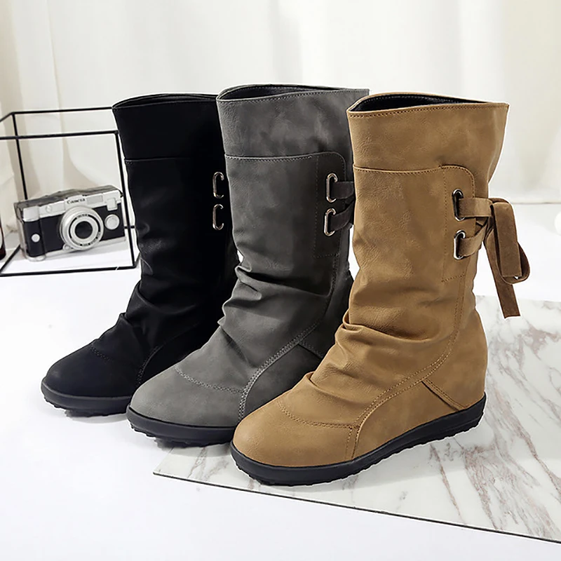2020 Suede Mid-Calf Boots Women Fashion Platform Boots Slip On Lace-up Solid Flat Heels Ladies Casual Warm Shoes Botines Mujer
2020 Suede Mid-Calf Boots Women Fashion Platform Boots Slip On Lace-up Solid Flat Heels Ladies Casual Warm Shoes Botines Mujer